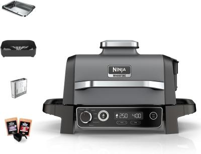 Ninja OG701EU Gril Woodfire Electric Outdoor BBQ Grill & Smoker 2400W, Crna