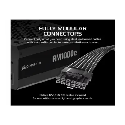Corsair RM1000e Napajanje 1000 W ATX 3.1 PCIe 5.1 80+ Gold Modularno, Crno