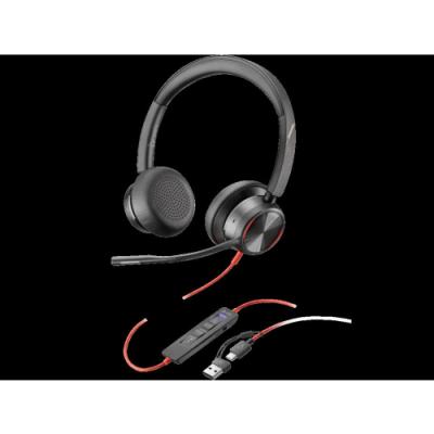 HP Slušalice Poly Blackwire 8225 Stereo MS Teams Cert USB-C Headset +USB-C A Adapter 8X225AA, Crne