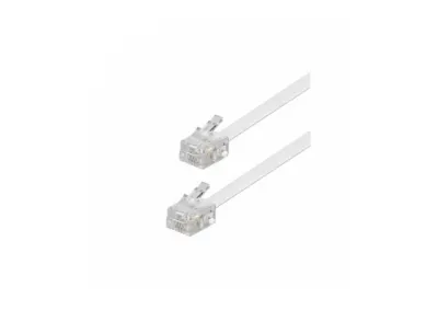 Telephone Cable Flat with Connectors 10m White MAXcable