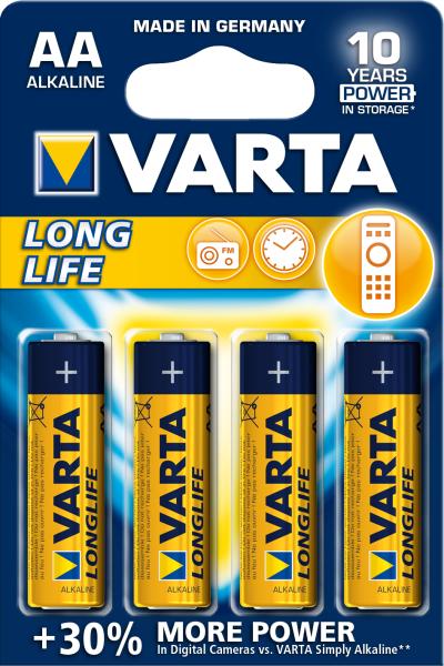Battery Varta LR6 Longlife AA, non-rechargeable 1/4