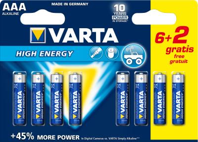 Varta High Energy AAA Jednokratna baterija Alkalna 6+2kom