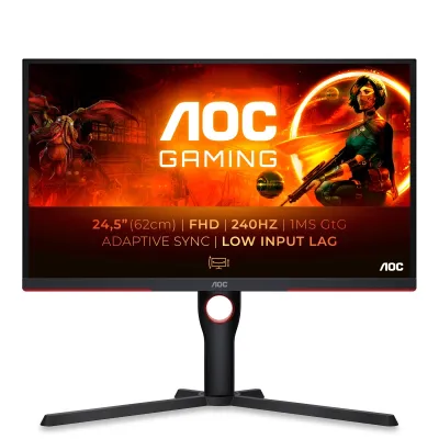 AOC 25G3ZM/BK Gaming monitor 24,5" FHD VA 240Hz 1ms Freesync premium Pivot, Crni