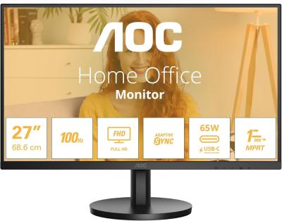 AOC 27B3CA2 игровой монитор, 27" IPS, 1920x1080, 100Hz, 1ms MPRT, HDMI USB USB type C VESA динамики, чёрный