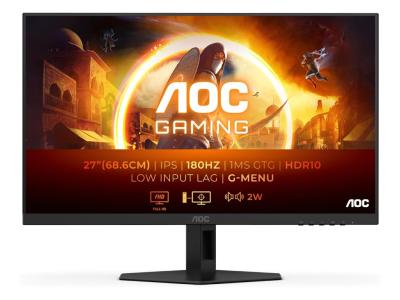 AOC 27G4XE gaming monitor 27" IPS 1920x1080 180Hz 1ms GtG HDMIx2 DP Gsync VESA zvučnici, Crna