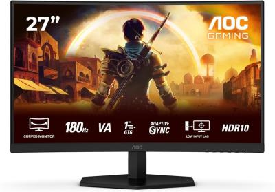 AOC C27G42E Gejming monitor 27" 1920x1080 VA 180 Hz 1 ms Adaptive Sync Zakrivljen, Crni