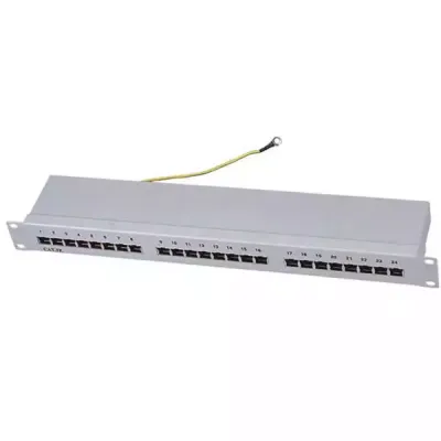Patch panel 19/1U with 24 RJ-45 STP cat. 6 Fully Shielded, Krone LSA, cable holder at the back