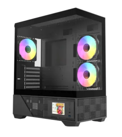 Raidmax i803 i803BF Infinita корпус с экраном LCD и подсветкой ARGB, чёрный