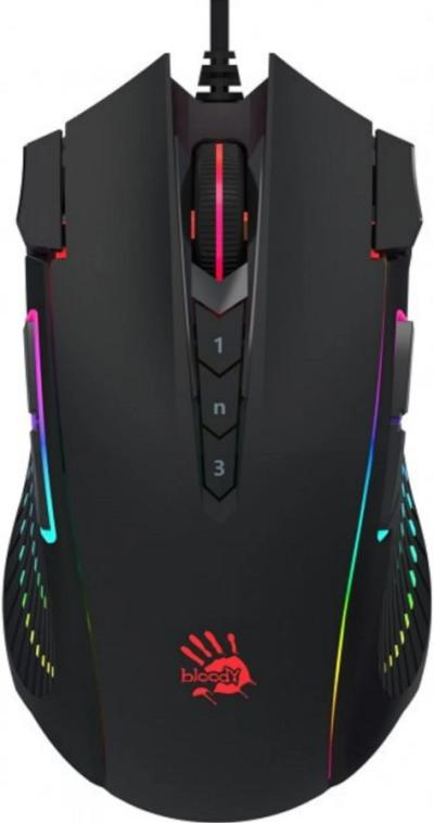 A4tech A4-J90S Bloody Gejmerski optički miš RGB 2000Hz/100-8.000 Dpi USB 125mm crni, Crni