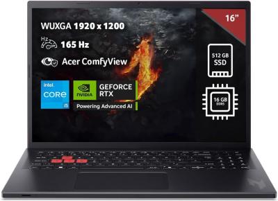 Acer NL16-71G Nitro Lite 16 gaming laptop, NoOS, 16" WUXGA IPS, i5-13420H, 16GB, 512GB SSD, RTX 3050, backlit keyboard