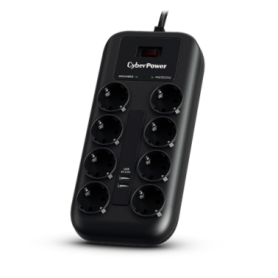 CyberPower P0820SUF0 Produžni kabl sa prenaponskom zaštitom osmostruki + 2x USBc, Crni