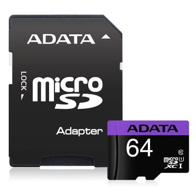 Micro SD Card 64GB AData + SD adapter AUSDX64GUICL10-RA1/ class 10