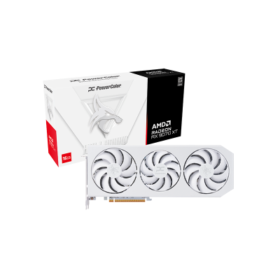 PowerColor RX9070XT Hellhound Spectral White 16G-L/OC graphics card, white