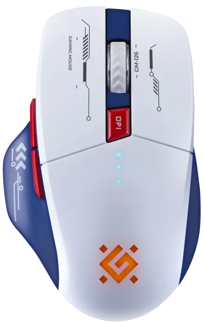 Wireless Gaming Mouse Defender Tisa GM-126 White Blue/LED/7D/2.4+BT/1600dp