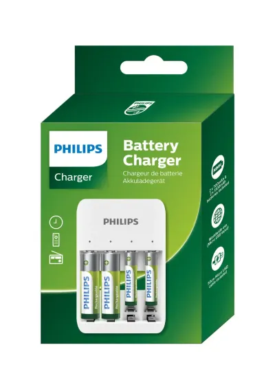 Philips Punjač za baterije AA/AAA USB 4 porta, Zeleni