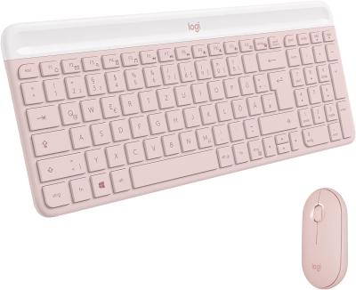 Logitech MK470 Slim Wireless Keyboard and Mouse, Rose - US