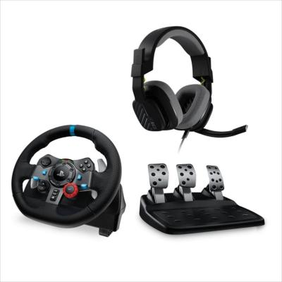 Logitech G 991-000486 G29 Driving Force gaming steering wheel with pedals plus Astro A10 gaming headphones for PS3 PS4 computer, black