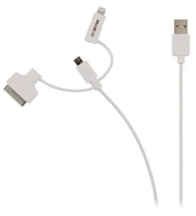 Nedis VLMP39410W1.00 3 u 1 Kabl za sinhronizaciju i punjenje USB-A muški - Micro B muški 1m + 30-Pin Doc, Beli