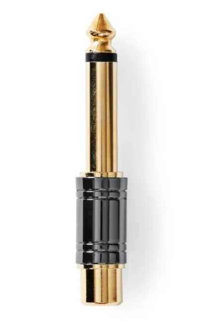 Nedis CABW23935BKG mono audio adapter, 6.35mm male to RCA female, gold-plated contacts, metal