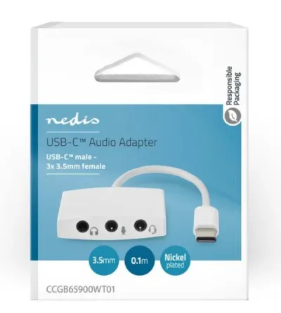Nedis CCGB65900WT01 USB-C audio adapter USB-C to 3.5mm female USB 2.0 0.1m ABS/PVC