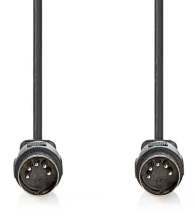Nedis CAGL20000BK20 DIN Audio Kabl DIN 5-Pin Muški na DIN 5-Pin Muški Niklovani Konektori 2m PVC, Crni