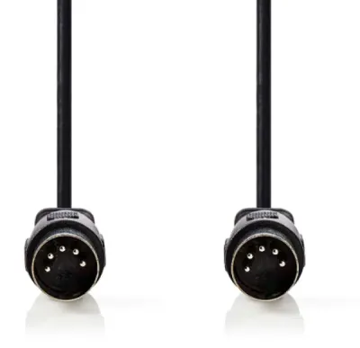 Nedis CAGL20000BK30 DIN Audio Kabl DIN 5-Pin Muški na DIN 5-Pin Muški Niklovani Konektori 3m PVC, Crni