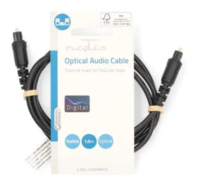 Nedis CAGL25000BK10 optical audio cable TosLink male to TosLink male, 1m PVC, black