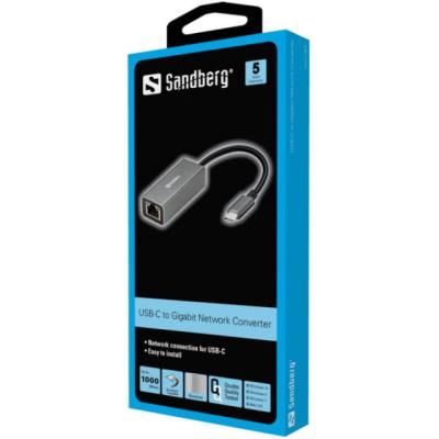 Sandberg 136-04 Adapter Sandberg USB C-LAN 10/100/1000Mbps