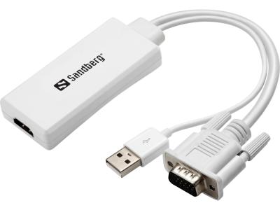 Sandberg 508-78 Adapter-konverter VGA + Audio - HDMI FHD, Beli
