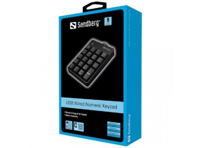 Sandberg USB 630-07 цифровая клавиатура, USB 1.5m, чёрная