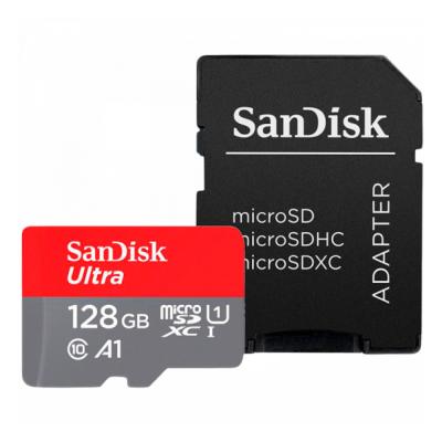 SanDisk SDSQUAB-128G-GN6MA Memorijska kartica MicroSD 128GB SanDisk Ultra + Adapter sivo-crvena