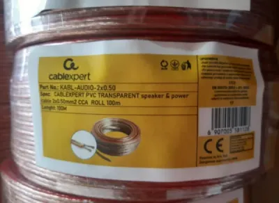 Gembird KABL-AUDIO-2X0.50/TP speaker cable 2x0.5mm² 100m, transparent