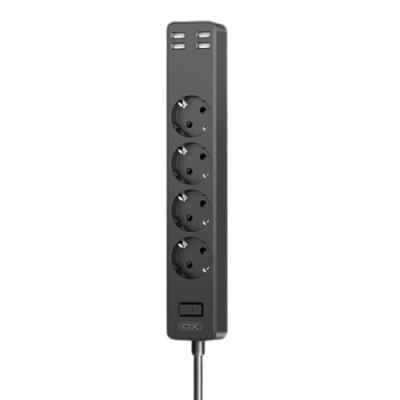 XO WL10 Produžni kabl 4 utična mesta+4 USB 1,8m, Crni