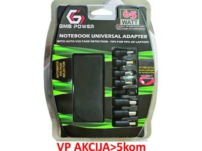 Gembird NPA-AC7D Univerzalni laptop punjač AC 65W sa Tip-C + QC3.0 mob. brzi punjač