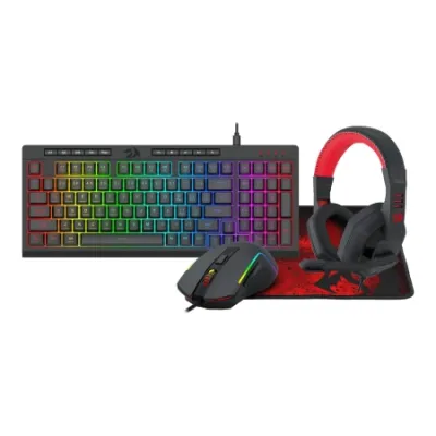 Redragon Combo S149 Set geјmerska tastatura, miš, slušalice i podloga, Crveno-crni