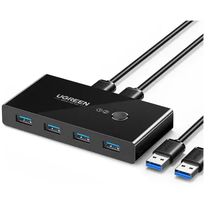 UGREEN US216 USB switch box, 2 inputs/4 outputs, USB 2.0, black