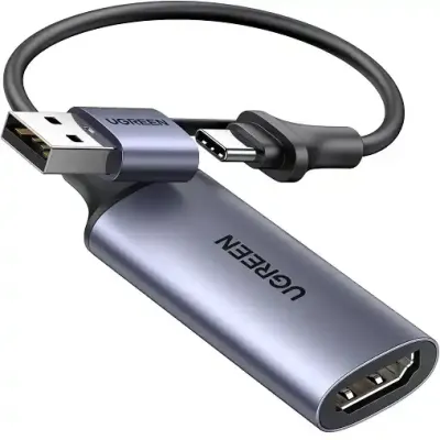 Адаптер-конвертер USB A/ТипC - HDMI карта для видеозаписи Ugreen