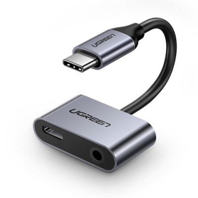 UGREEN CM193 Adapter Tip C M na 3.5mm audio+Tip C F srebrni, Srebrni