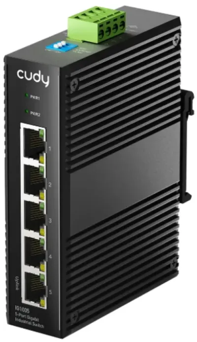 CUDY IG1005 Industrijski Gigabit switch 5-portni 5× GbE portova zaštićeni sa dvostrukim napajanjem IP40 zaštitom