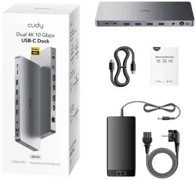 Cudy CS700 Docking Station 13u1 10Gbps USB-C Dual 4K 150W PSU