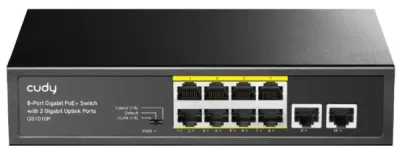 Cudy GS1010PS2 Mrežni ruter 8-Port Gigabit PoE+ Switch 2 Uplink Gigabit Ports 2 Gigabit SFP Slots 120W