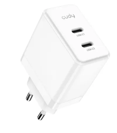 Cudy CH40_EU,m Brzi punjac Za telefone,laptopove I tablete PD+PPS+QC 2× USB-C 40W, Beli