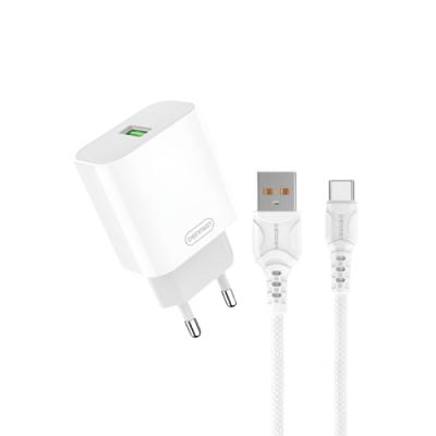 Denmen DC07T Punjač za mobilne 18W 3,6A Fast + Type C kabl, Beli