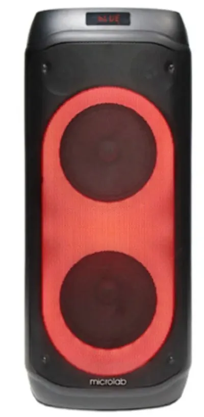 Microlab PT802W Karaoke zvučnik 200W Bluetooth LED 4400mAh TWS Aux USB microSD + 2 Mikrofona, Crni