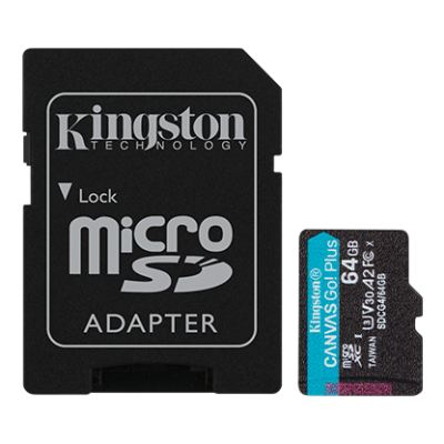 Micro SD Card 64GB Kingston+SD adapter SDCG4/64GB - 200/160 MB/s