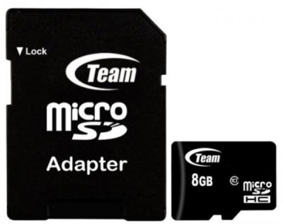 Team Micro SDHC TUSDH8GCL1003 CLASS 10 8GB +SD Adapter, Crni