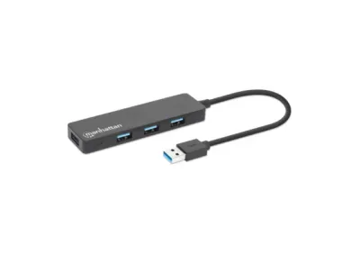 Manhattan 164900 USB HUB 4port 3.2 G1/5Gbps, Crni