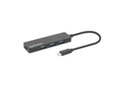 Manhattan 164924 USB-C HUB 4port 3.2 G1/5Gbps, Crni