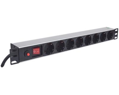 Intellinet Power Strip 8-Sockets 19" Produžni kabl sa zaštitom German type, Crni