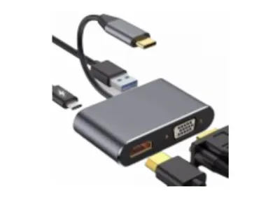 Stars Solutions Adapter USB-C na HDMI VGA USB PD Sivi